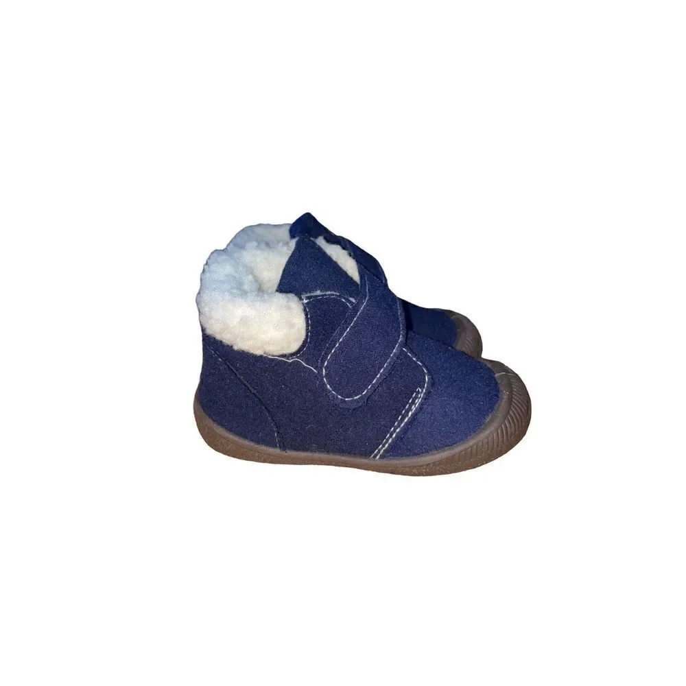 First Steps by Stepping Stones Denim Blue Baby Bootie Sherpa Lined Size 5 NWT